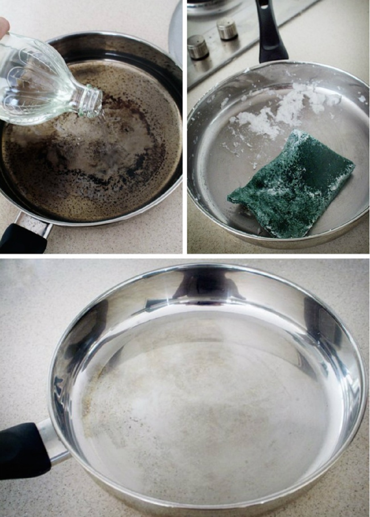 Очистить сковороду содой